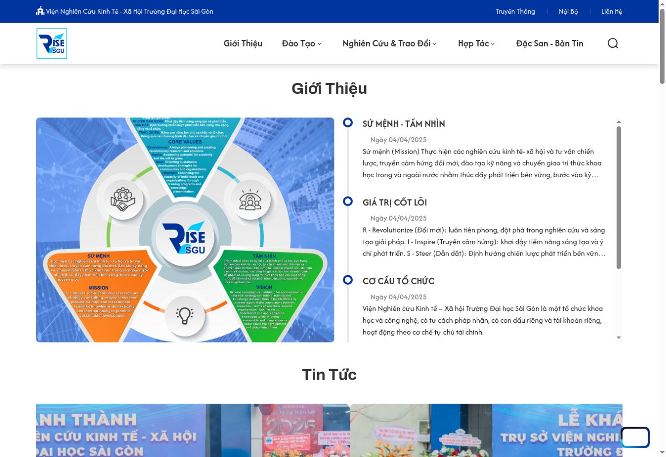 Ảnh đại diện website Viện Nghiên cứu Kinh tế - Xã hội SGU — giao diện 1
