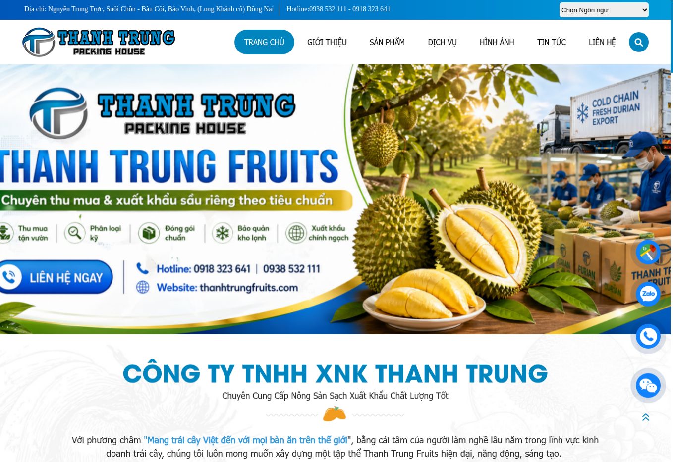 Ảnh đại diện website Thanh Trung Fruits — giao diện 1