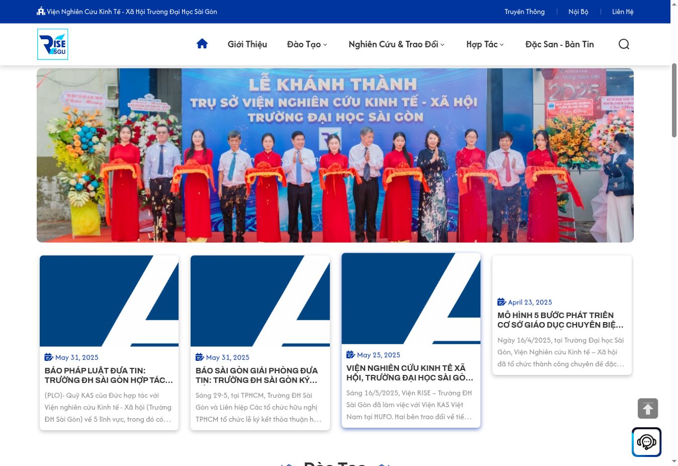 Giao diện Viện Nghiên cứu Kinh tế - Xã hội SGU